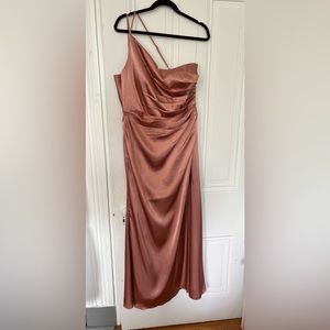 Galina Signature Charmeuse Draped One-Shoulder Bridesmaid Dress